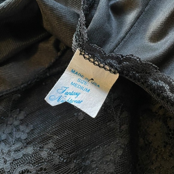 Vintage Fantasy Nightwear Lingerie Black Lace Slip Dress Goth Fairy Whimsygoth M - Picture 6 of 7